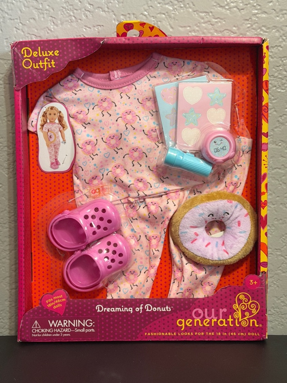 Our Generation Dreaming of Donuts PJs Pink Pajama Outfit for 18” Dolls